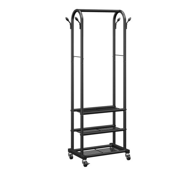 Drabužių kabyklė su ratukais ir lentynomis8