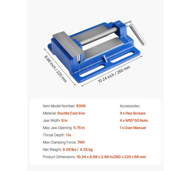 Gręžimo spaustuvas su 15 cm žiodžio pločiu6