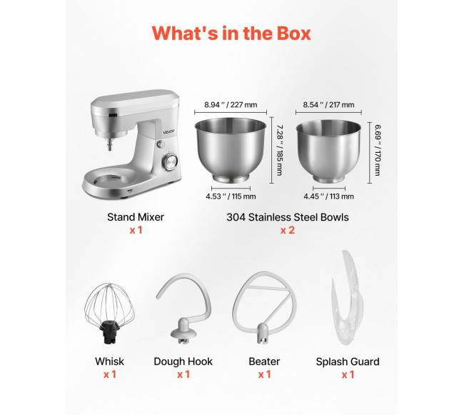 Virtuvinis mikseris, 4.2 L+5.7 L, 1500W2