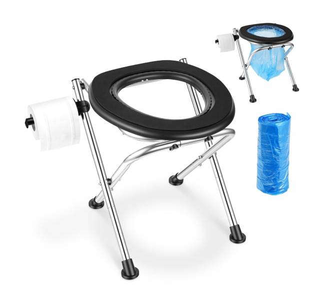 Sulankstomas nerūdijančio plieno tualetas stovyklavimui0
