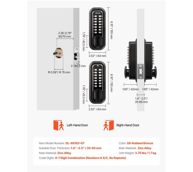 mechaninė užrakto sistema su kodu6