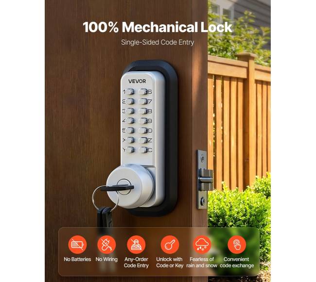 mechaninė bekontaktė durų spyna, sidabrinė1