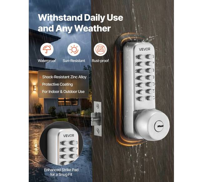 mechaninė bekontaktė durų spyna, sidabrinė5