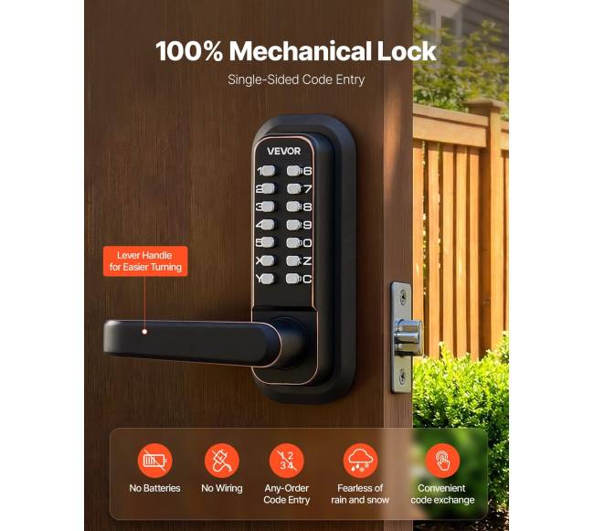 Mechaninė beraktė durų spyna su kombinacija1