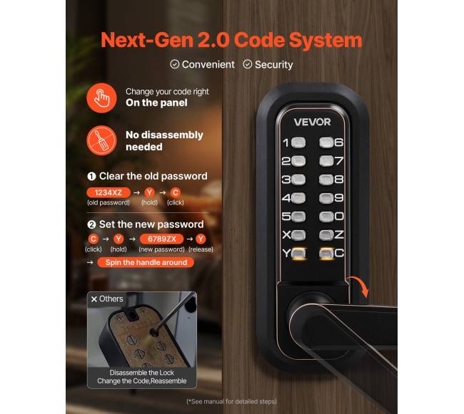 Mechaninė beraktė durų spyna su kombinacija3