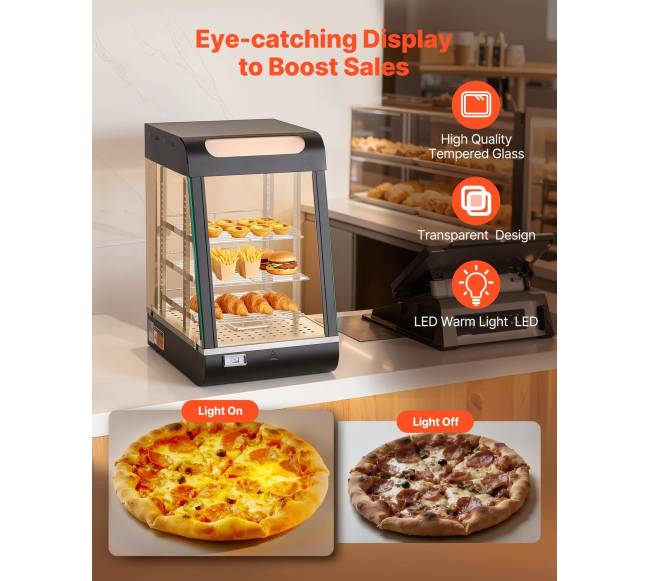 Trijų lygių maisto šildytuvas su LED šviesa3