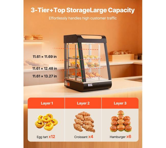 Trijų lygių maisto šildytuvas su LED šviesa4