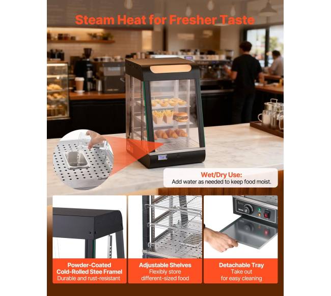 Trijų lygių maisto šildytuvas su LED šviesa5