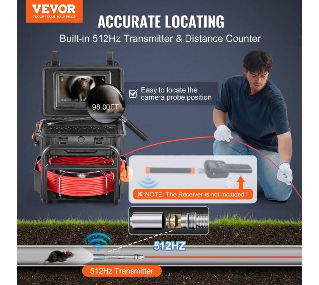 Savitakinis kanalizacijos kamera su 512 Hz siųstuvu1