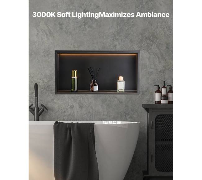 Dušo niša su LED juosta iš nerūdijančio plieno3