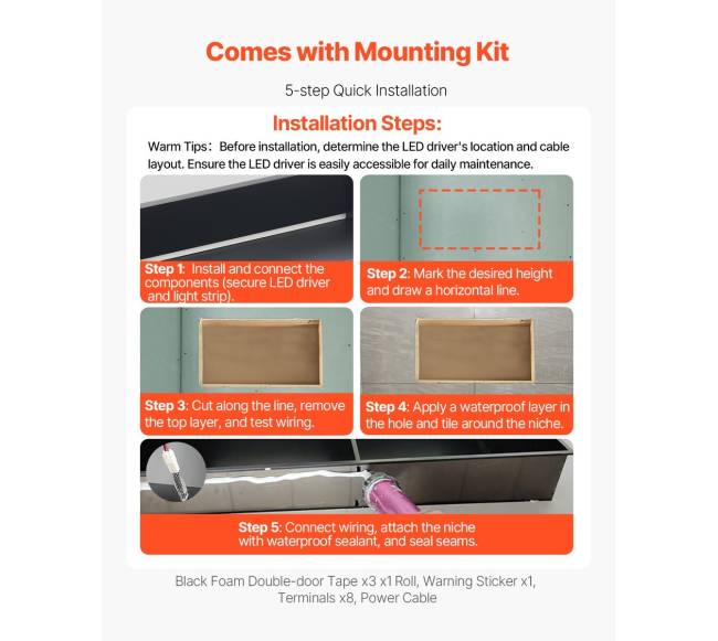 Dušo niša su LED juosta iš nerūdijančio plieno4