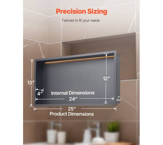 Dušo niša su LED juosta iš nerūdijančio plieno5