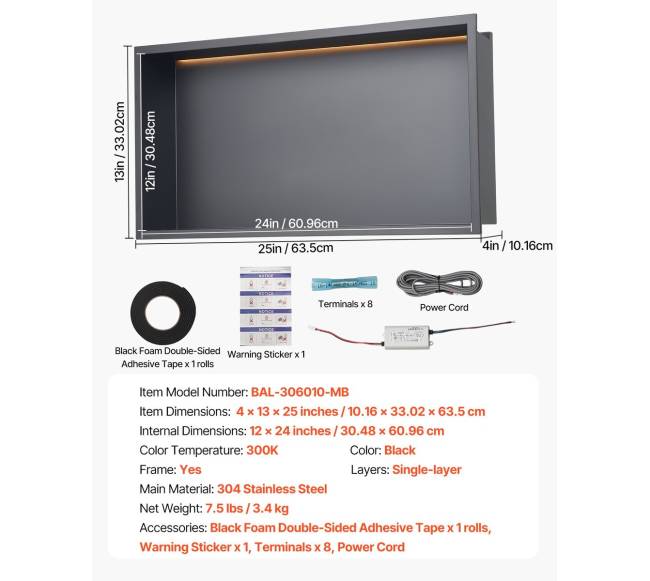 Dušo niša su LED juosta iš nerūdijančio plieno6