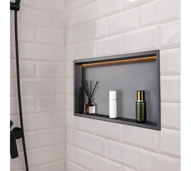 Dušo niša su LED juosta iš nerūdijančio plieno7