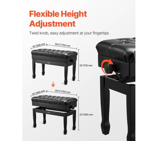 Reguliuojama pianino suolo kėdutė su daiktadeže3