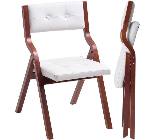 Medinės sulankstomos kėdės su paminkštinimu, 4 vnt.0