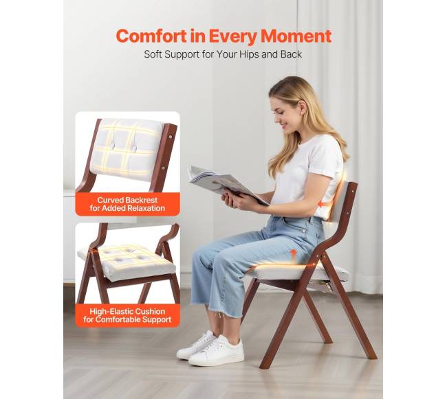 Medinės sulankstomos kėdės su paminkštinimu, 4 vnt.2