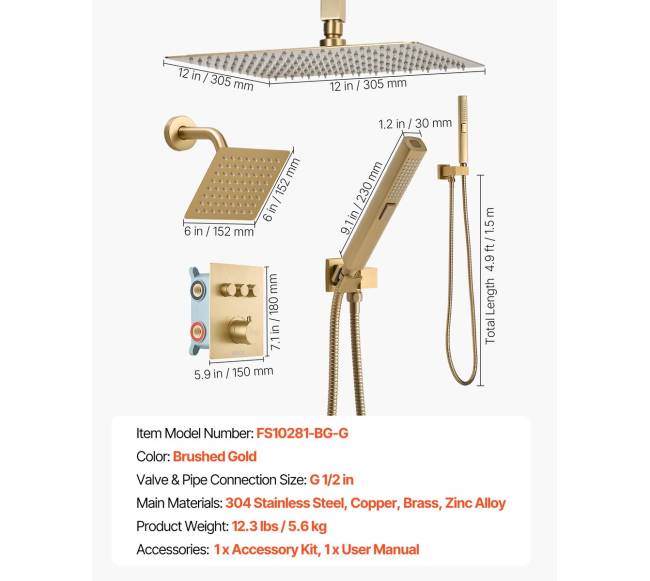 Dušo maišytuvas su lietaus funkcija ir žarna6