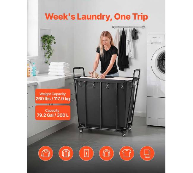 Skalbinių ir pirkinių vežimėlis su ratukais1