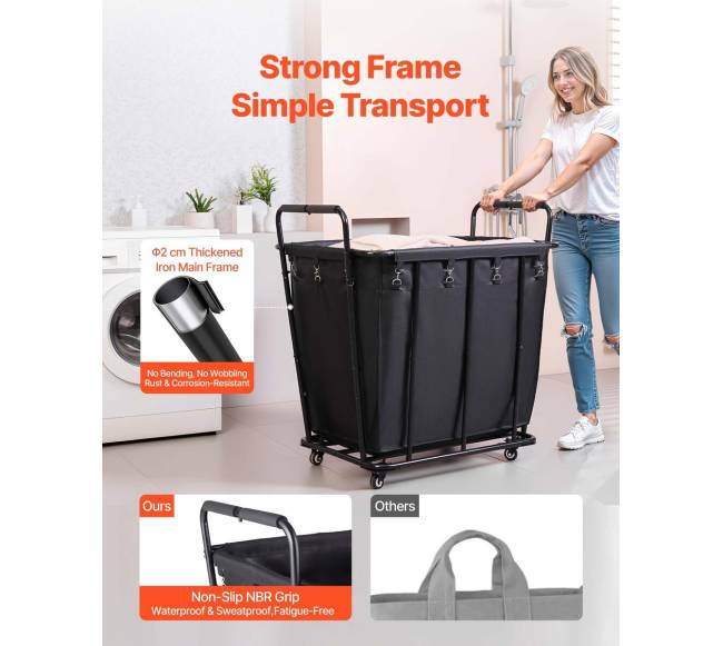 Skalbinių ir pirkinių vežimėlis su ratukais5