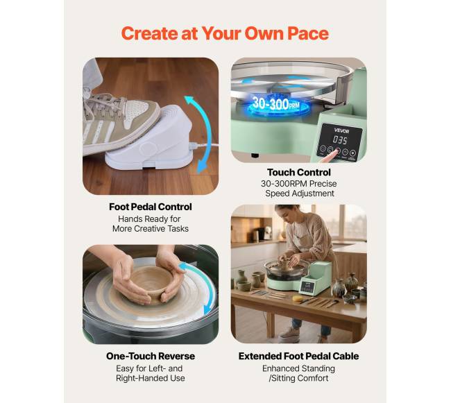 Elektrinis keramikos ratas su aliuminio stalu, 28 cm4