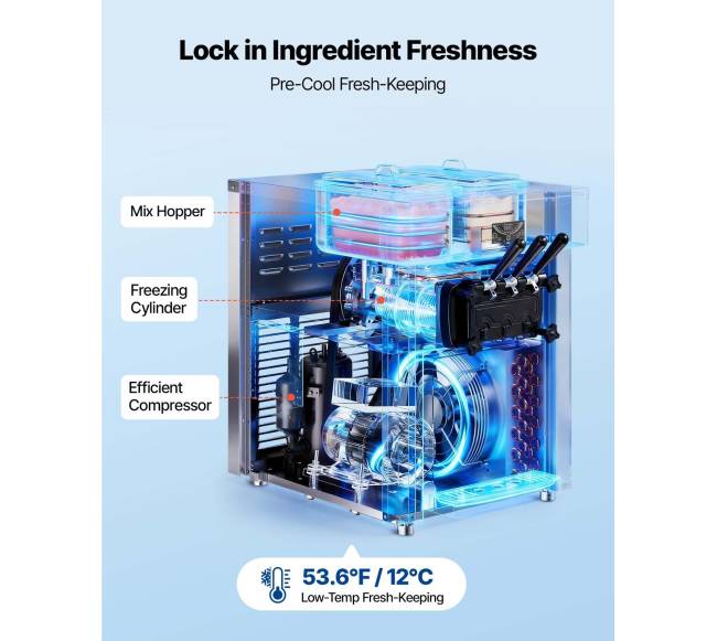 komercinė ledų gaminimo mašina su 3 skoniais1