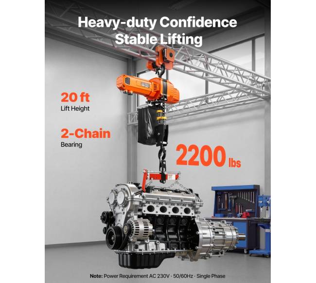 1000 kg elektrinis grandininis keltuvas su 6 m pakėlimo aukščiu1