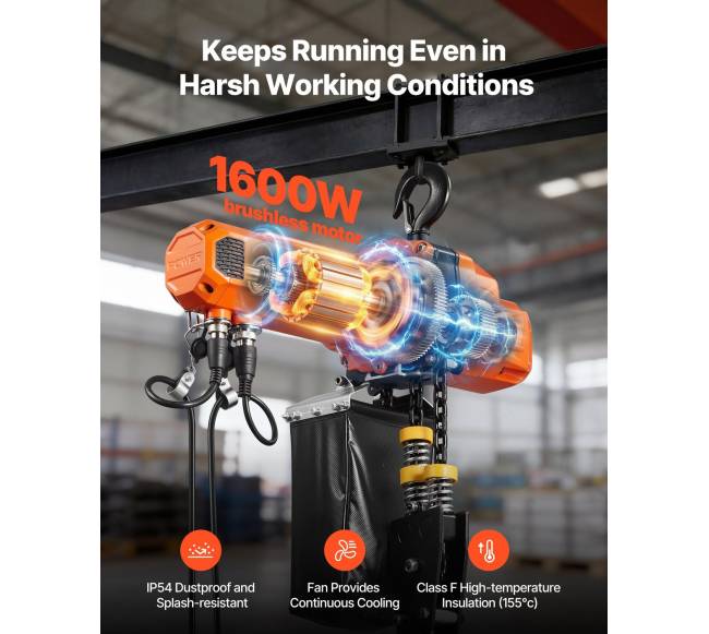 1000 kg elektrinis grandininis keltuvas su 6 m pakėlimo aukščiu5