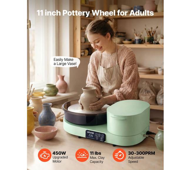 Elektrinis puodų žiedimo ratas 28 cm su pėdalu1