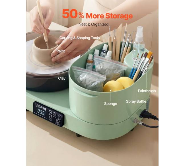 Elektrinis puodų žiedimo ratas 28 cm su pėdalu5