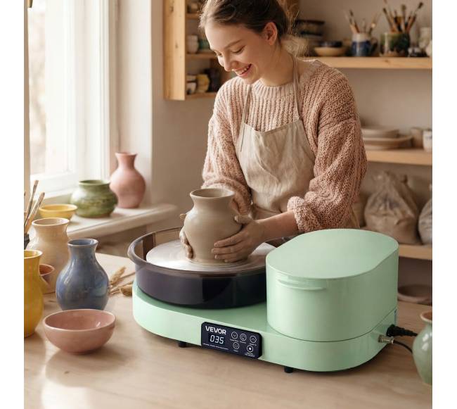 Elektrinis puodų žiedimo ratas 28 cm su pėdalu7