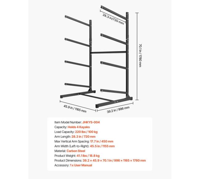 Keturvietis baidarių laikymo stovas5