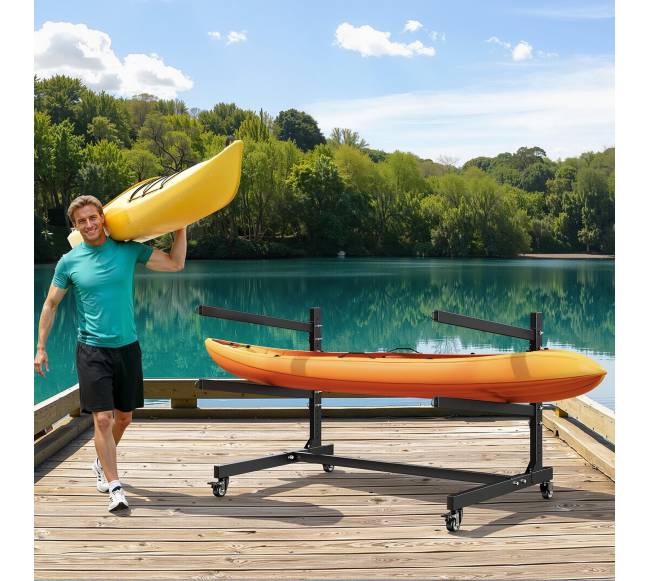 Dviejų baidarių laikiklis su ratukais7