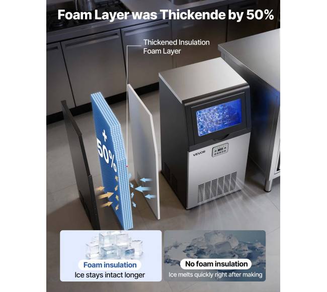 Kompaktiška ledo gaminimo mašina 45 kg24h, 14 kg talpa2
