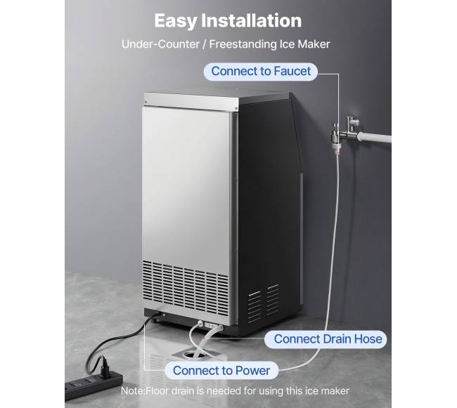 Kompaktiška ledo gaminimo mašina 45 kg24h, 14 kg talpa5