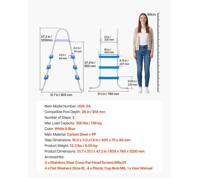Baseino kopėčios, 3 laipteliai ir C rėmas, įėjimuiišėjimui6