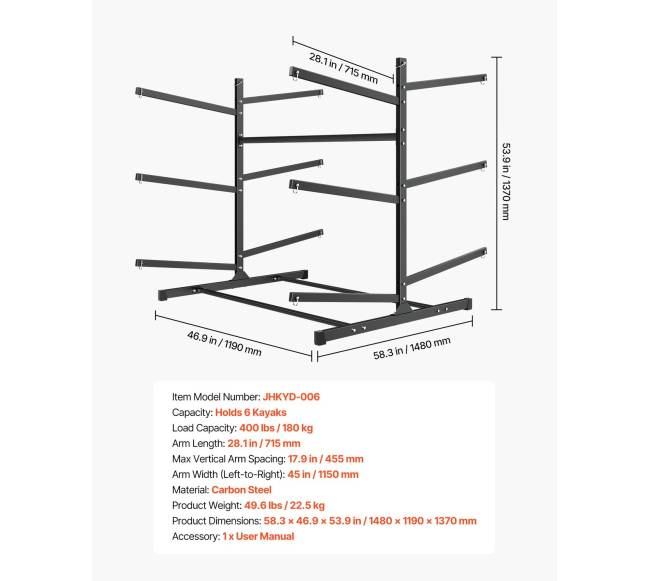 Stovas 6 baidarėms laikyti6