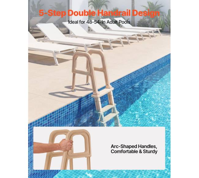 Baseino kopėčios su 5 pakopomis ir turėklais1