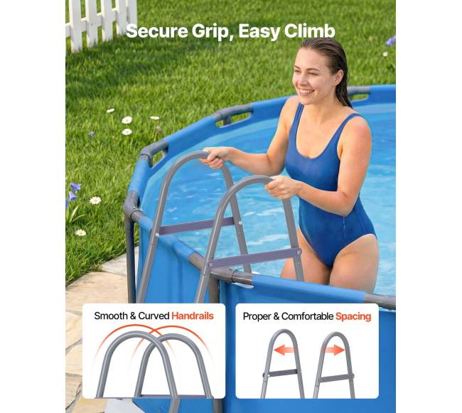 Laiptai antžeminiam baseinui, 3 laiptelių plieninė kopėčia4