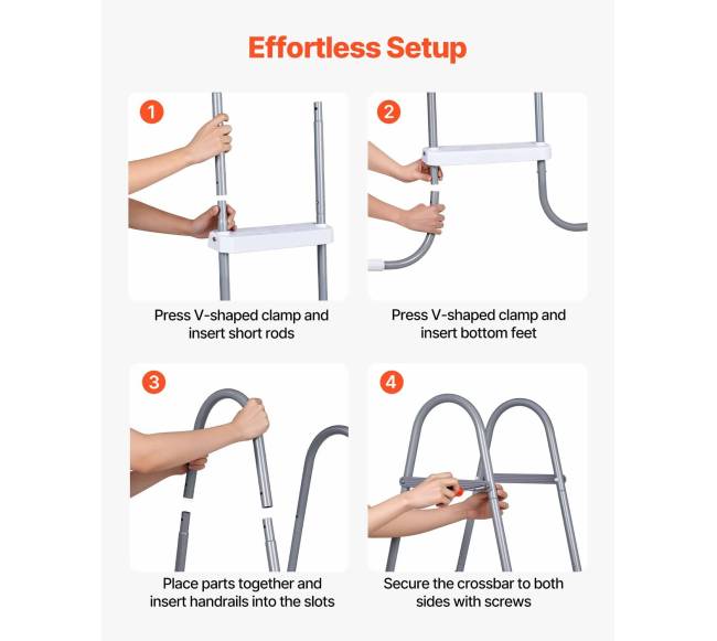 Laiptai antžeminiam baseinui, 3 laiptelių plieninė kopėčia5