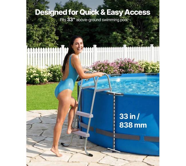 Antžeminės baseino kopėčios, plieninis dviejų pakopų1