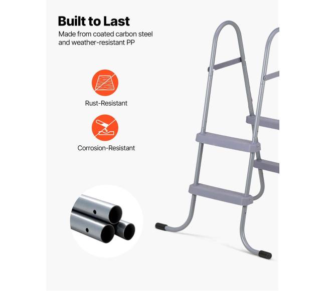 Antžeminės baseino kopėčios, plieninis dviejų pakopų3