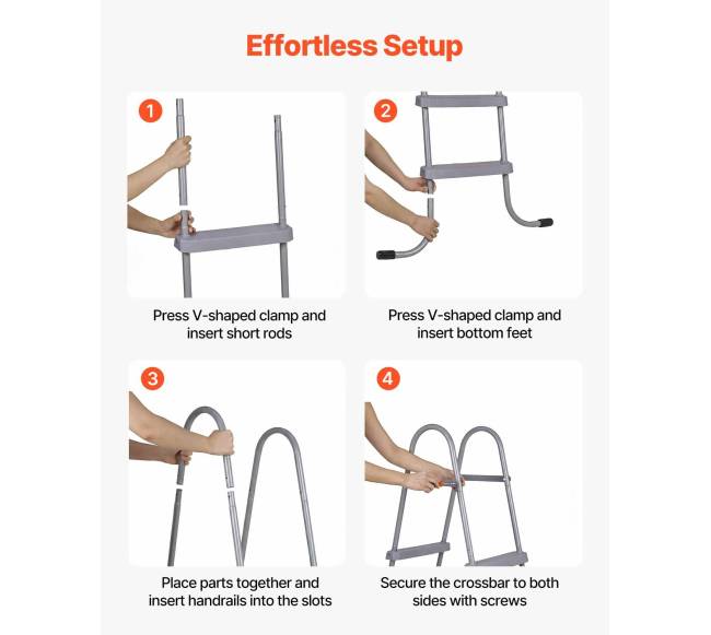 Antžeminės baseino kopėčios, plieninis dviejų pakopų5