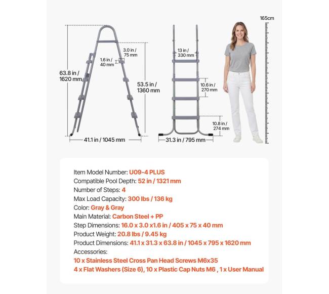 4 pakopų plieninės kopečios baseinui6