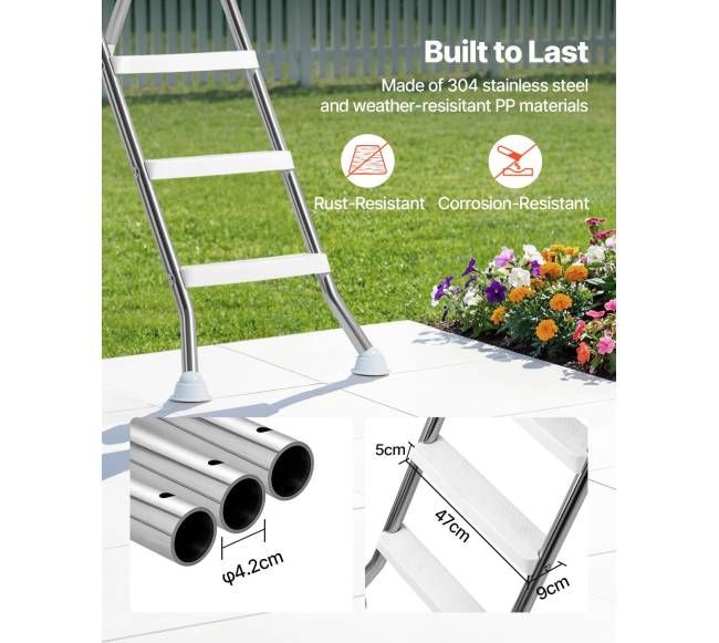 Viršžeminės baseino kopėčios 125 cm aukščio sienai3