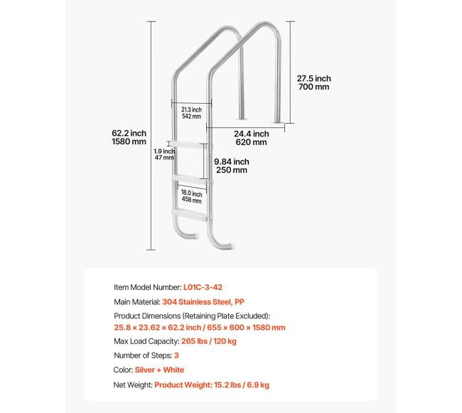 Baseino kopėčios su nerūdijančio plieno rėmu6