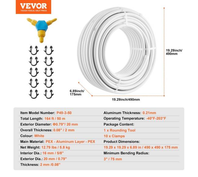 Pex-Al-Pex vamzdis grindiniam šildymui 50 m6