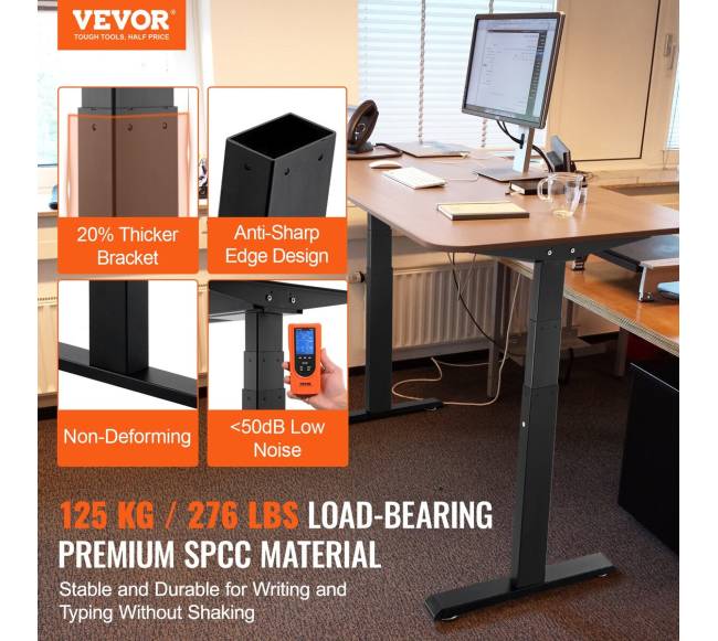 Elektrinis reguliuojamas stalo rėmas 65-129 cm H juodas1