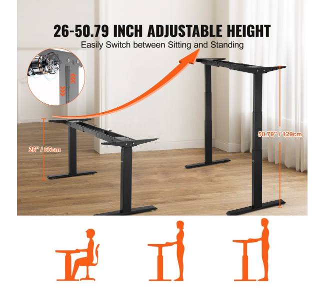 Elektrinis reguliuojamas stalo rėmas 65-129 cm H juodas3