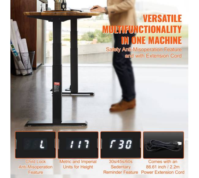 Elektrinis reguliuojamas stalo rėmas 65-129 cm H juodas5